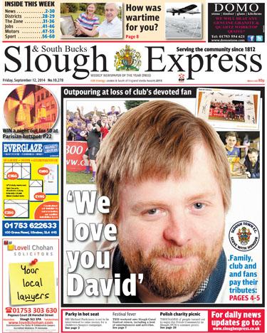 Slough Express (front page), 12th September 2014 Slough Express (front page), 12th September 2014