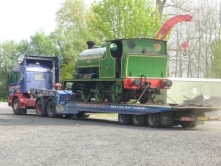 No.3 on a low-loader, leaving Blunsdon bound for Statfold Barn, Tamworth. (Morning of Thursday 23 April 2009)