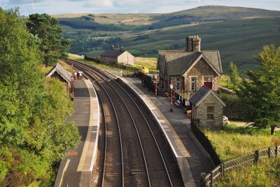 A two-track Victorian railway station in a remote location