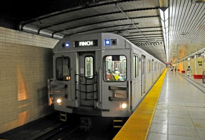 Toronto subway train in underground station