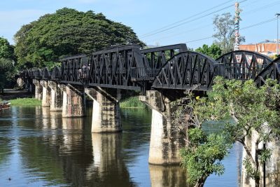 Multi-span girder bridge over a river