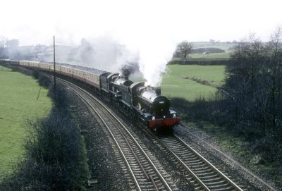 Double-headed steam special on the mainline.