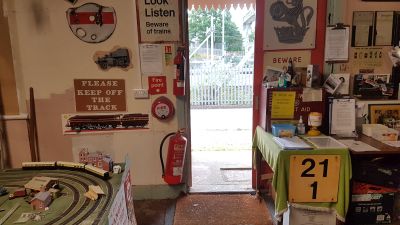 Interior view of The Manor showing some of the many items of railwayana displayed on the walls – 03 Aug 2021 (Peter Jewell) Interior view showing railway signals, signs and models displayed on the walls.