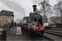 Re-enactment of the last train from Abergavenny to Merthyr Tydfil, featuring Coal Tank 58926 and LNWR Super D (renumbered) 49121 - KWVR Feb 2012 - Photo by Ken Mumford Coal Tank and Super D on KWVR, Feb 2012