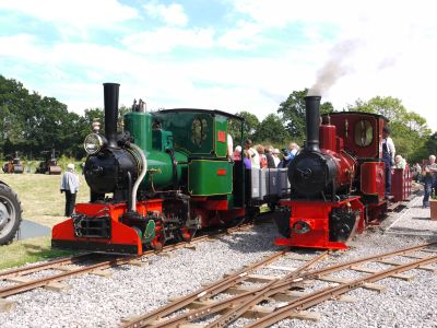 Open Day at Richmond Light Railway, Kent – 0-4-0WT JENNY (Arn Jung No. 3175/1921) and 0-4-0WT No. 2 SUSAN (Orenstein & Koppel No. 3136/1906) – 15th Aug 2015 – Photo: Jim Ballantyne 0-4-0WT locos 'Jenny' and 'Susan' on Richmond Light Railway