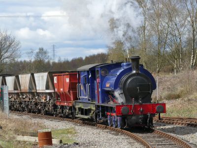 0-6-0ST loco 'hollybank' with a freight train of coal hoppers
