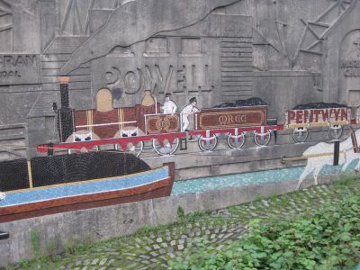 Mosaic commemorating Monmouthshire Railway and Canal Co., Newport, Wales