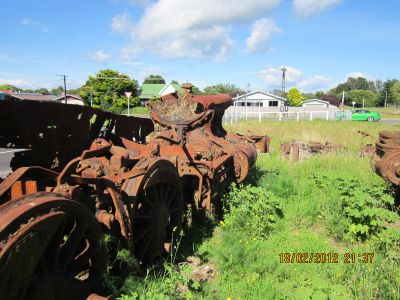 Rusting remains of steam loco