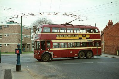 Reading Transport trolleybus, Three Tuns terminus, 30th March 1966