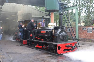 Steam locomotives being prepared for service at Statfold Barn Railway